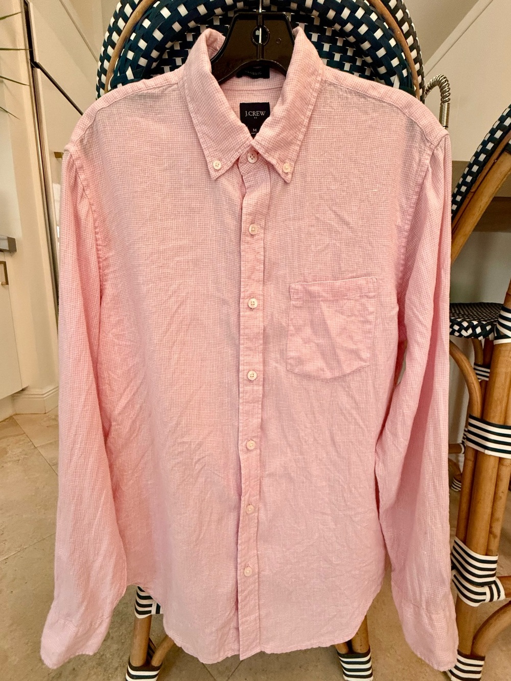 J. Crew Men's Classic Button-Down Shirt - Pink…75% Cotton 25% Linen